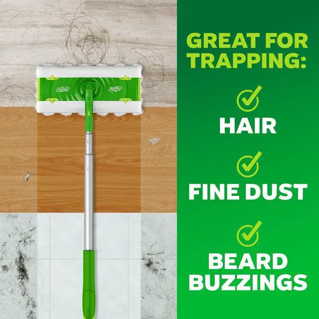 Alt view image 5 of 6 - Swiffer Sweeper Pet HeavyDuty Dry Cloth Refills, Febreze Scent, Traps 2X Dirt & Pet Hair, Captures Cat & Dog Allergens, MultiSurface Floor Cleaning Pads, 32 Count