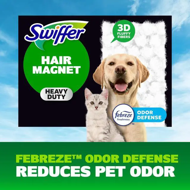 Alt view image 3 of 6 - Swiffer Sweeper Pet HeavyDuty Dry Cloth Refills, Febreze Scent, Traps 2X Dirt & Pet Hair, Captures Cat & Dog Allergens, MultiSurface Floor Cleaning Pads, 32 Count