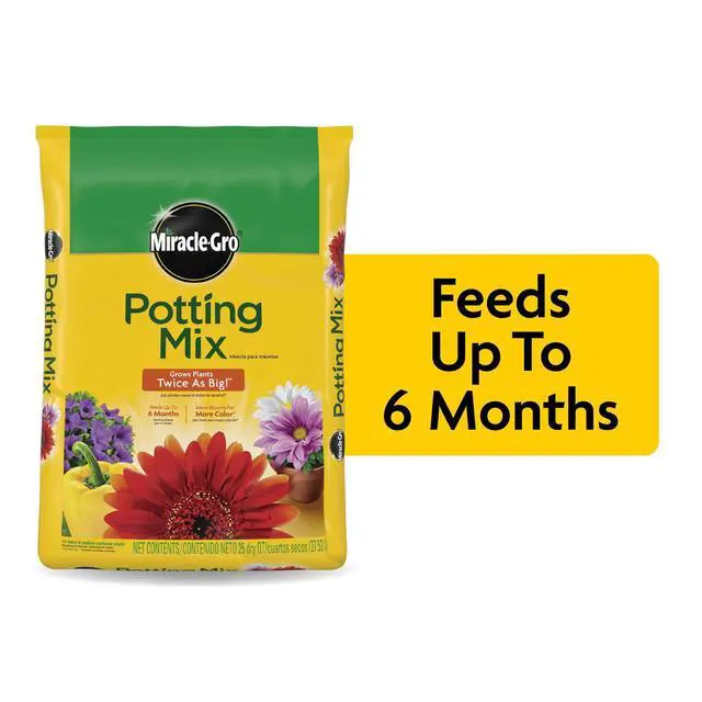 Alt view image 5 of 7 - MiracleGro Potting Mix Soil, Indoor & Outdoor Container Soil for Potted Flowers, Vegetables and Shrubs, Feeds Plants Up to 6 Months, 25 Quart