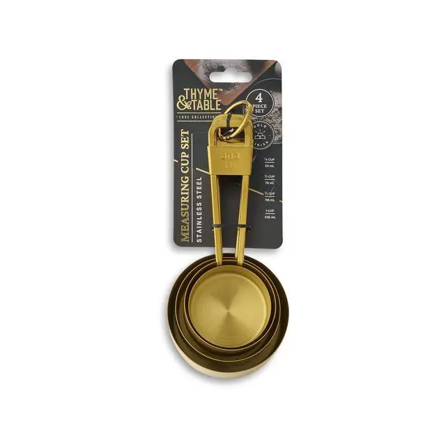 Alt view image 5 of 5 - Thyme & Table Gold Stainless Steel Nesting Measuring Cup Set, 4-Piece