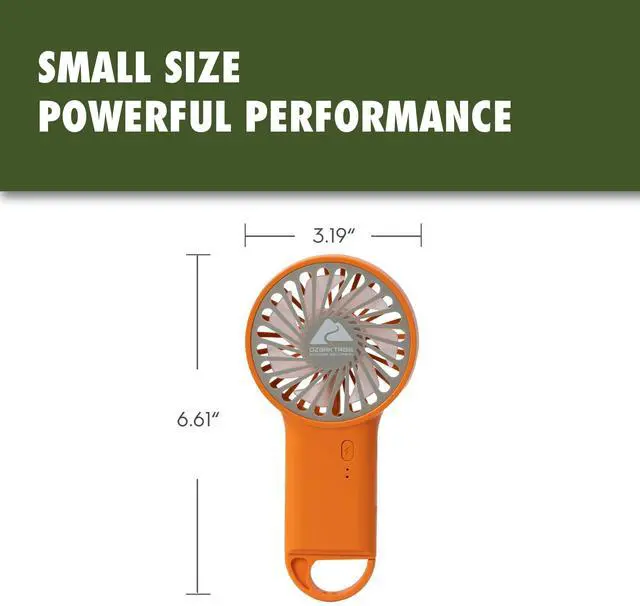 Alt view image 3 of 6 - Ozark Trail Rechargeable Handheld Fan, USB-C Charging, 3 Speed Settings, Orange