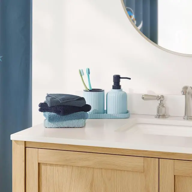 Alt view image 2 of 7 - Mainstays 4-Piece Kids Bath Accessory Set, Blue