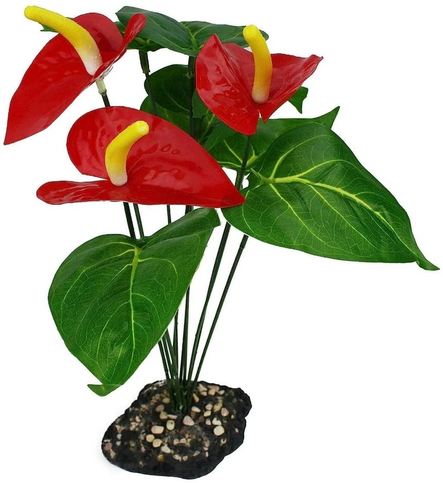 Main image of Komodo Anthurium Artificial Plant Green and Red Aquarium Decor