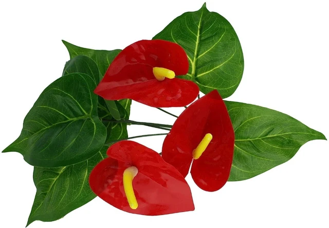 Alt view image 3 of 6 - Komodo Anthurium Artificial Plant Green and Red Aquarium Decor
