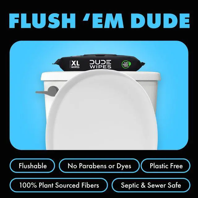 Alt view image 2 of 6 - DUDE Wipes Flushable Wipes Unscented XL Wet Wipes for Home Use, 48 Count, 6 Pack