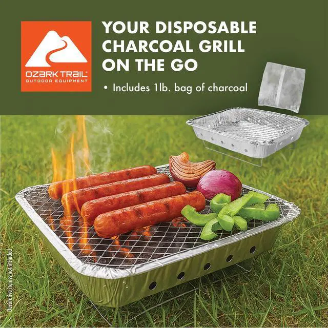 Alt view image 2 of 7 - Ozark Trail Disposable Instant Charcoal Grill with 1 lb. Charcoal Content