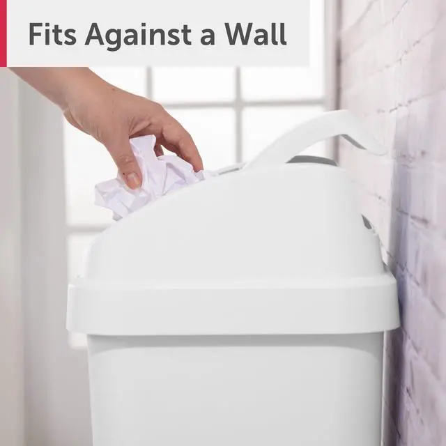 Alt view image 2 of 6 - Sterilite 13 Gallon Plastic Kitchen Trash Can with Swing Top Lid White