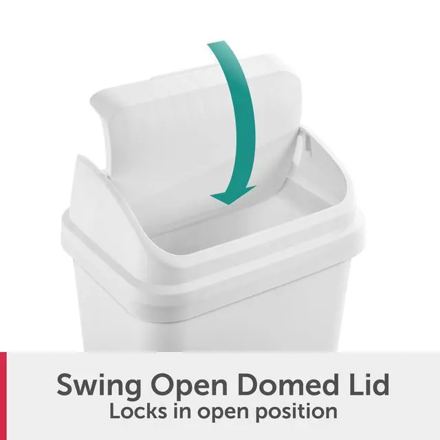 Alt view image 3 of 6 - Sterilite 13 Gallon Plastic Kitchen Trash Can with Swing Top Lid White