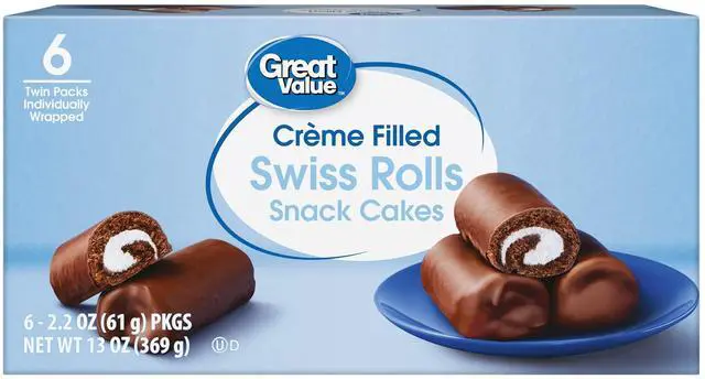 Alt view image 5 of 6 - Great Value Creme Filled Swiss Rolls Snack Cakes 13 oz 6 Count 3 Pack