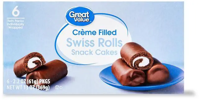 Alt view image 4 of 6 - Great Value Creme Filled Swiss Rolls Snack Cakes 13 oz 6 Count 3 Pack