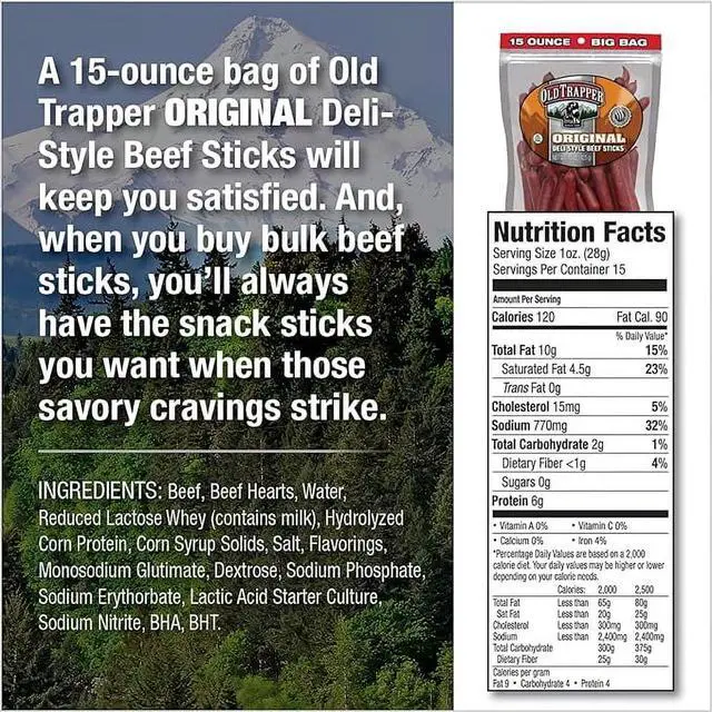 Alt view image 4 of 5 - Old Trapper Original Beef Stick 15 oz Resealable Bag