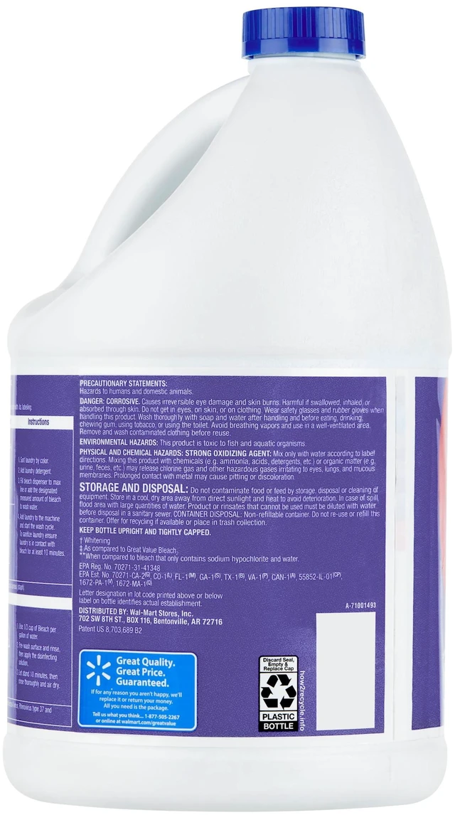 Alt view image 6 of 7 - Great Value Concentrated Liquid Bleach, 121 fl oz