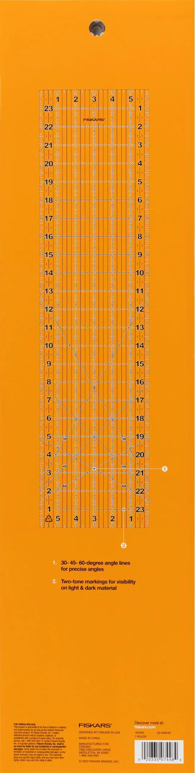 Alt view image 5 of 6 - Fiskars Clear Sewing Ruler & Measuring Tool, 6in x 24in, Single Piece