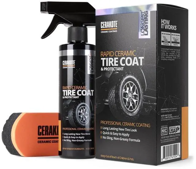 Main image of Cerakote Rapid Ceramic Tire Coat Kit with Foam Applicator Pad, Long-Lasting Tire Shine, 8 fl oz