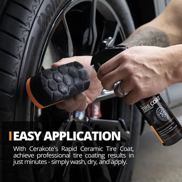 Alt view image 2 of 6 - Cerakote Rapid Ceramic Tire Coat Kit with Foam Applicator Pad, Long-Lasting Tire Shine, 8 fl oz