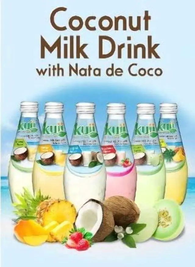 Alt view image 3 of 6 - Kuii Drinks Coconut Milk with Nata de Coco Original, 12 Pack, 290 mL Glass Bottles