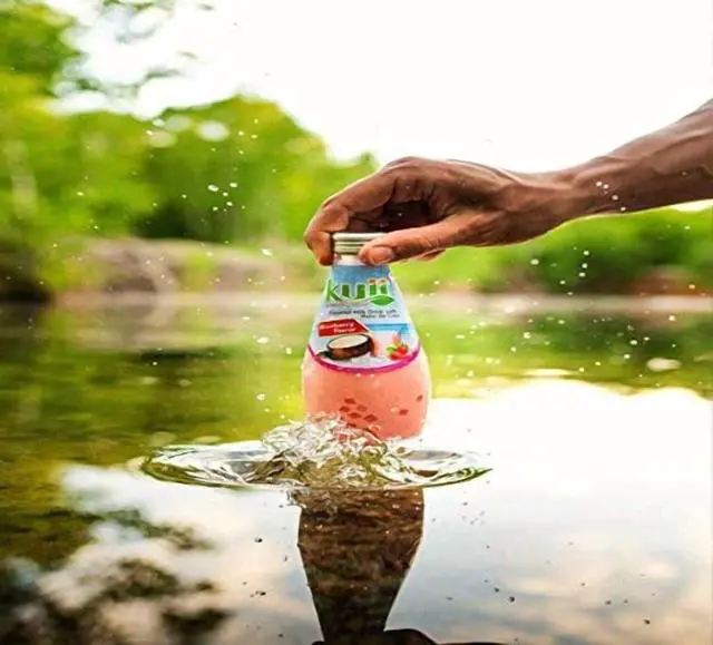 Alt view image 6 of 6 - Kuii Drinks Coconut Milk with Nata de Coco Original, 12 Pack, 290 mL Glass Bottles