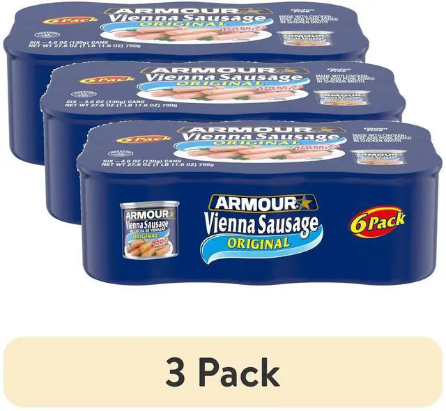 Main image of Armour Star Vienna Sausage Original Flavor, 7g Protein Per Serving, 4.6 oz Can, Pack of 6 (3 Pack)