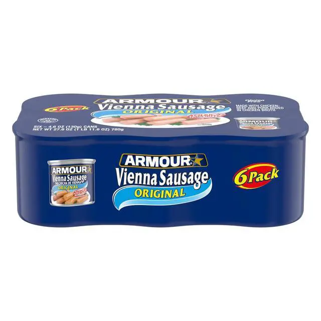 Alt view image 2 of 6 - Armour Star Vienna Sausage Original Flavor, 7g Protein Per Serving, 4.6 oz Can, Pack of 6 (3 Pack)