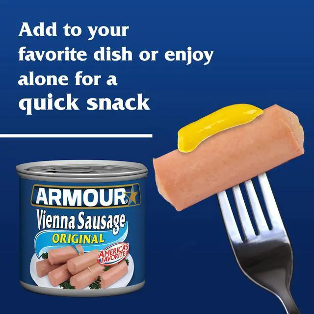 Alt view image 4 of 6 - Armour Star Vienna Sausage Original Flavor, 7g Protein Per Serving, 4.6 oz Can, Pack of 6 (3 Pack)