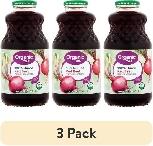Main image of Great Value Organic 100% Beet Juice, 32 fl oz (Pack of 3)