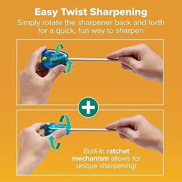 Alt view image 3 of 6 - Bostitch Twist-n-Sharp Manual Pencil Sharpener, Adjustable Tip Sharpener with Tip Saver Technology, Ratchet Mechanism Handheld Pencil Sharpener, Portable Mess-Free Sharpeners for Kids, School, Office,