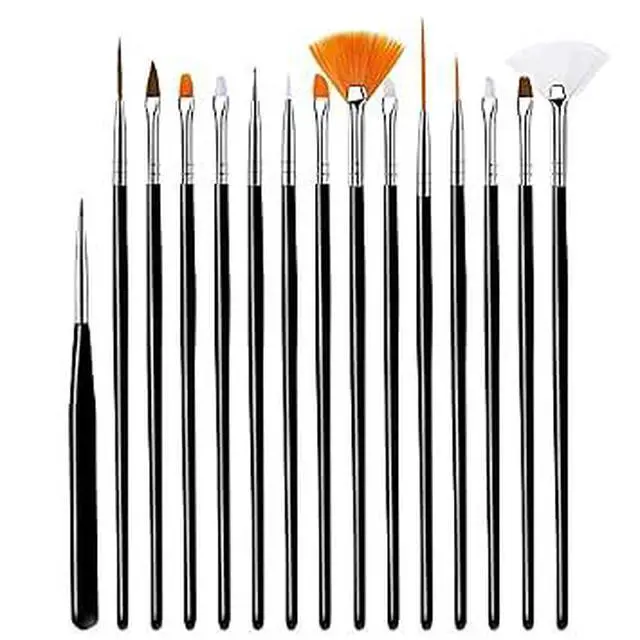 Alt view image 2 of 6 - 20Pcs Professional Nail Art Brushes Set, Multi-Type Fine Liner Flat Oval French Nail Painting Brushes, Premium Fiber Precision Nail Design Tools for DIY Manicure & Salon Nail Art