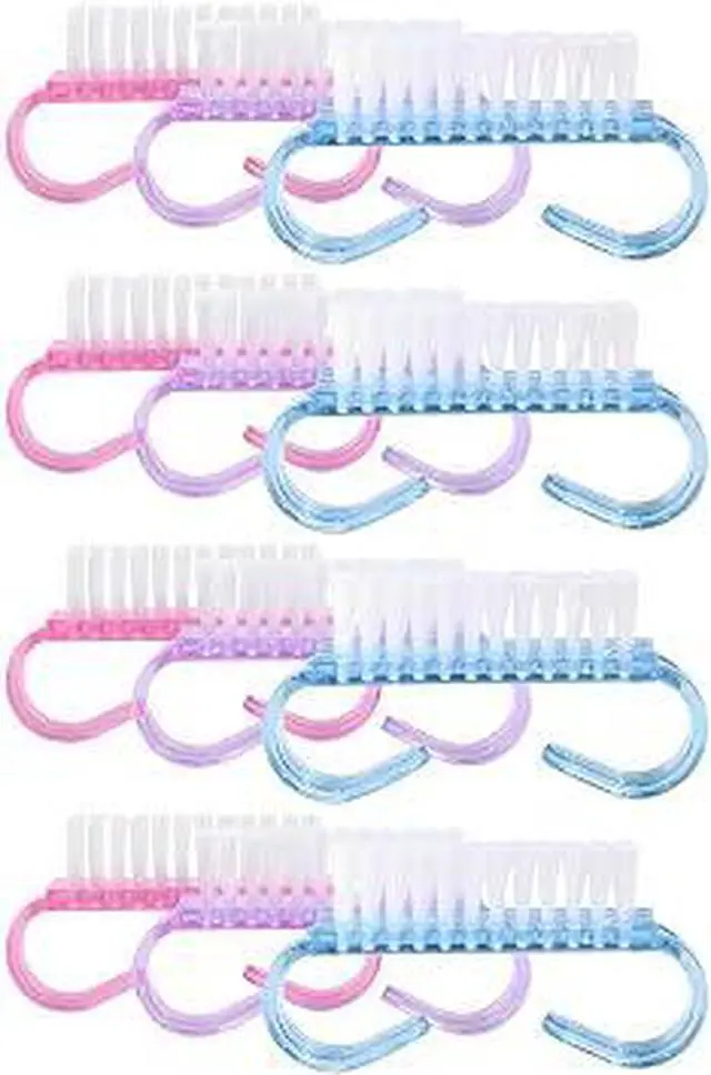 Main image of 12 Pack Nail Cleaning Brushes, Ergonomic Handle Fingernail & Toe Nail Scrub Brushes, Sturdy Polypropylene Bristles Deep Clean Cuticle Nail Brush, Portable Pedicure Manicure Cleaner for Men Women, Asso