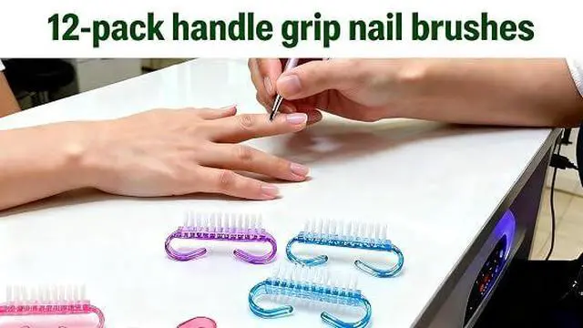 Alt view image 4 of 6 - 12 Pack Nail Cleaning Brushes, Ergonomic Handle Fingernail & Toe Nail Scrub Brushes, Sturdy Polypropylene Bristles Deep Clean Cuticle Nail Brush, Portable Pedicure Manicure Cleaner for Men Women, Asso