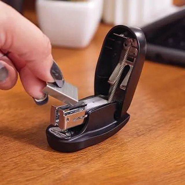 Alt view image 4 of 6 - Portable Swingline Tot Mini Stapler, 12 Sheet JamFree Stapler with Builtin Remover, PreLoaded with 1000 Staples, Black for School Office Home