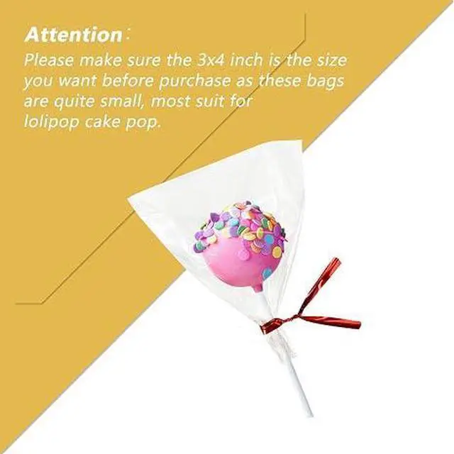 Alt view image 3 of 6 - XLSFPY 100Pcs Clear OPP Cellophane Treat Bags 3x4 Inch, Small Transparent Candy Favor Bags with 100 Colorful Metallic Twist Ties, FoodSafe Plastic Bags for Cake Pop, Lollipop, Cookie, Birthday, Weddi
