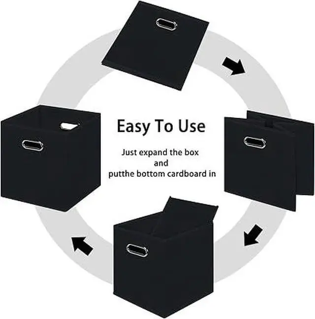Alt view image 4 of 6 - Collapsible Fabric Storage Cubes, Sturdy Reinforced Dual Handle Storage Bins, Foldable Organizer Baskets for Multi-Purpose Home Storage