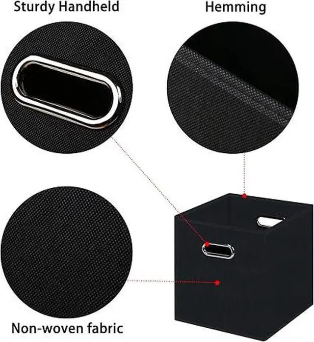 Alt view image 3 of 6 - Collapsible Fabric Storage Cubes, Sturdy Reinforced Dual Handle Storage Bins, Foldable Organizer Baskets for Multi-Purpose Home Storage