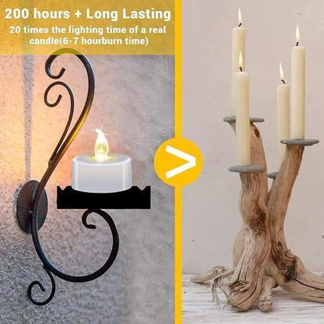 Alt view image 2 of 6 - 12Pcs Flameless LED Tea Light Candles, 200+ Hours Flickering Warm White Battery Candles for Indoor Romantic Decor & Party