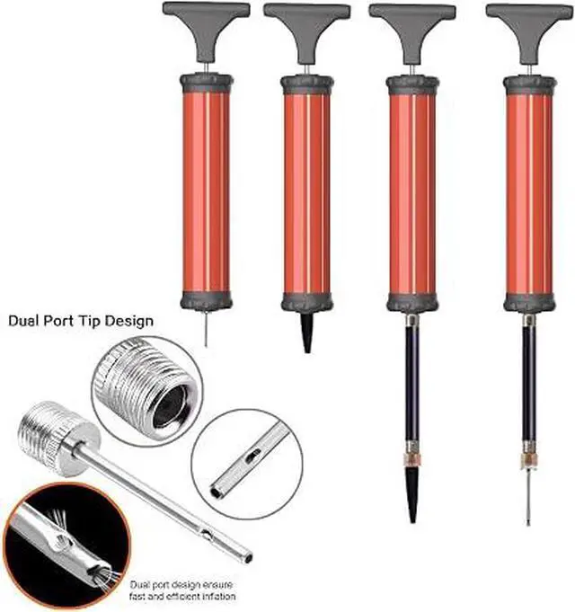Alt view image 3 of 6 - Universal Sports Ball Pump Kit, Portable Hand Air Inflator with Needles & Hose for All Sports Balls & Inflatables