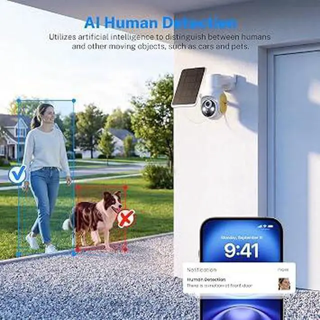Alt view image 2 of 7 - No WiFi Solar Security Camera Outdoor, 4G LTE Cellular Wireless Camera, 360° Pan Tilt 1080P Color Night Vision Camera with Two-Way Audio & Smart Motion Alert