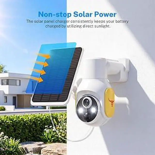 Alt view image 5 of 7 - No WiFi Solar Security Camera Outdoor, 4G LTE Cellular Wireless Camera, 360° Pan Tilt 1080P Color Night Vision Camera with Two-Way Audio & Smart Motion Alert