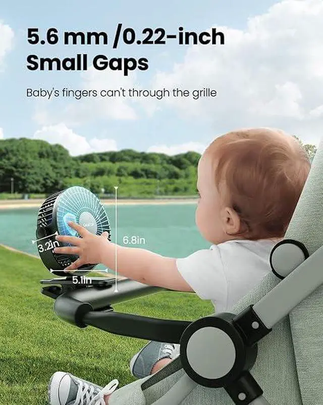Alt view image 2 of 6 - Portable Clip-on Mini Fan, 360° Rotatable Quiet Rechargeable Personal Fan, Strong Wind Safe Cooling Fan for Outdoor Travel Stroller Desk
