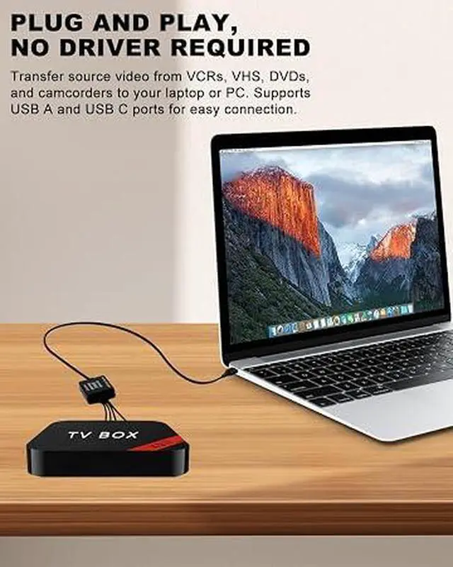 Alt view image 6 of 7 - Oassuose VHS to Digital Converter, 1080P 30FPS USB-A/USB-C Video Capture Card, Analog RCA/S-Video to Digital Video Audio Converter for VHS VCR DVD Hi8 Camcorder, Compatible with Windows & Mac OS