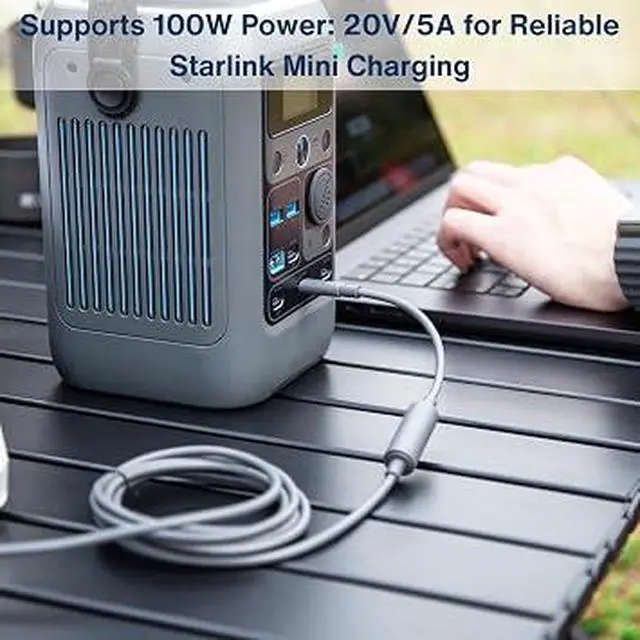 Alt view image 5 of 7 - USBC to DC Female Power Cable for Starlink Mini, 100W PD Adapter Cord with Trigger Chip, Waterproof HeavyDuty Wire for Power Bank Outdoor RV Camping Use