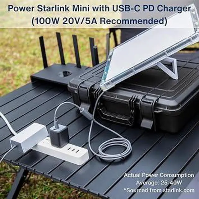 Alt view image 2 of 7 - USBC to DC Female Power Cable for Starlink Mini, 100W PD Adapter Cord with Trigger Chip, Waterproof HeavyDuty Wire for Power Bank Outdoor RV Camping Use