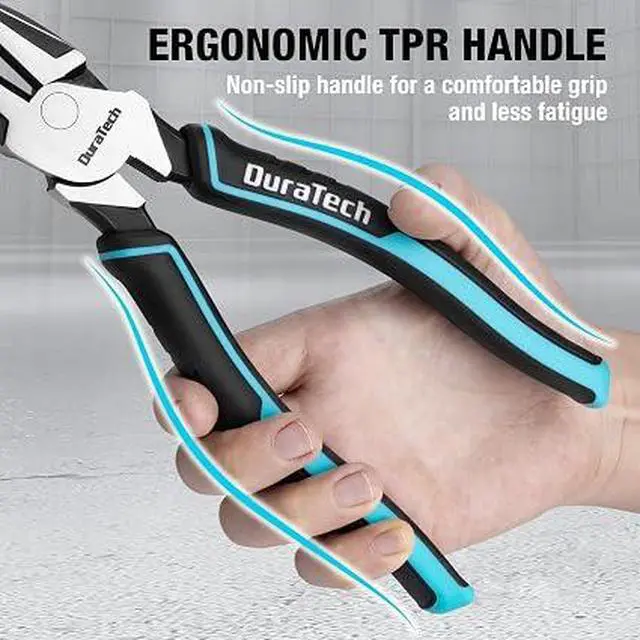 Alt view image 2 of 7 - 8 Inch HighLeverage Lineman's Pliers, DURATECH HeavyDuty Side Cutters, CrNi Alloy MultiFunction Pliers with NonSlip Comfort Grips for Electrical Work
