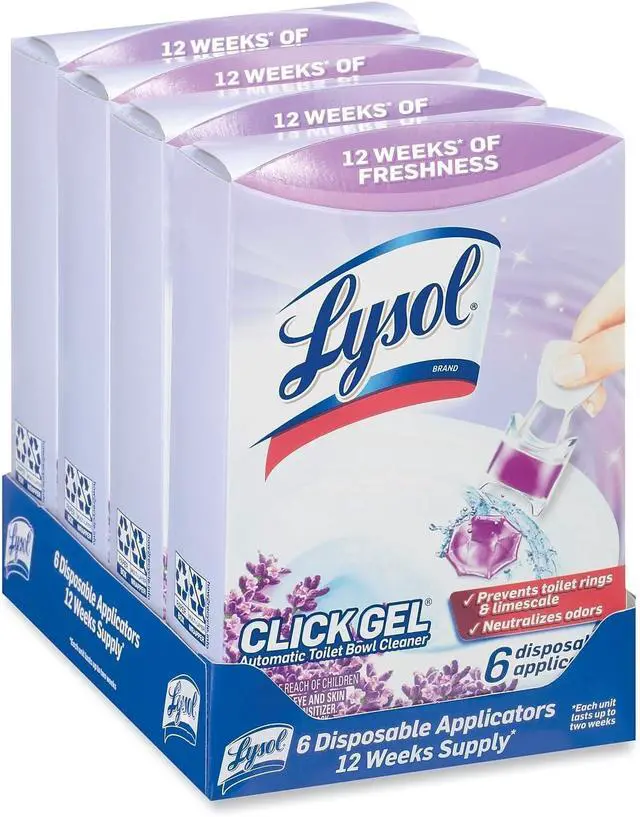 Alt view image 6 of 6 - 6 Count Lysol Click Gel Toilet Bowl Cleaner, Lavender Scent Automatic Toilet Freshener, No Bleach Long-Lasting Odor Prevention Bathroom Cleaner