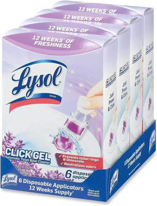 Alt view image 2 of 6 - 6 Count Lysol Click Gel Toilet Bowl Cleaner, Lavender Scent Automatic Toilet Freshener, No Bleach Long-Lasting Odor Prevention Bathroom Cleaner