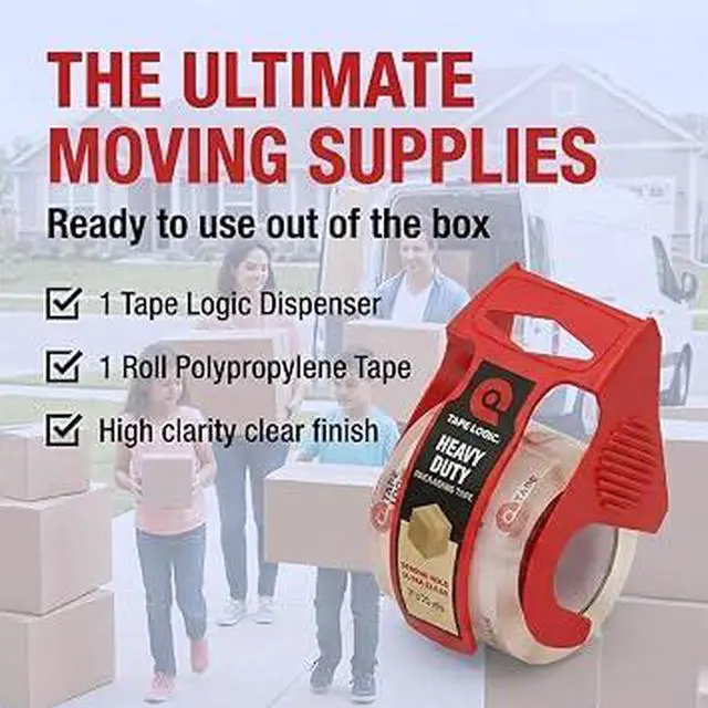 Alt view image 6 of 6 - Heavy Duty Packing Tape with Dispenser, 2.6 Mil Thick Clear Industrial Adhesive Tape, Waterproof Tear Resistant Shipping Tape for Moving Boxes