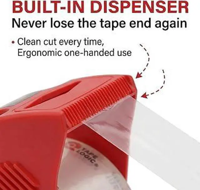 Alt view image 3 of 6 - Heavy Duty Packing Tape with Dispenser, 2.6 Mil Thick Clear Industrial Adhesive Tape, Waterproof Tear Resistant Shipping Tape for Moving Boxes
