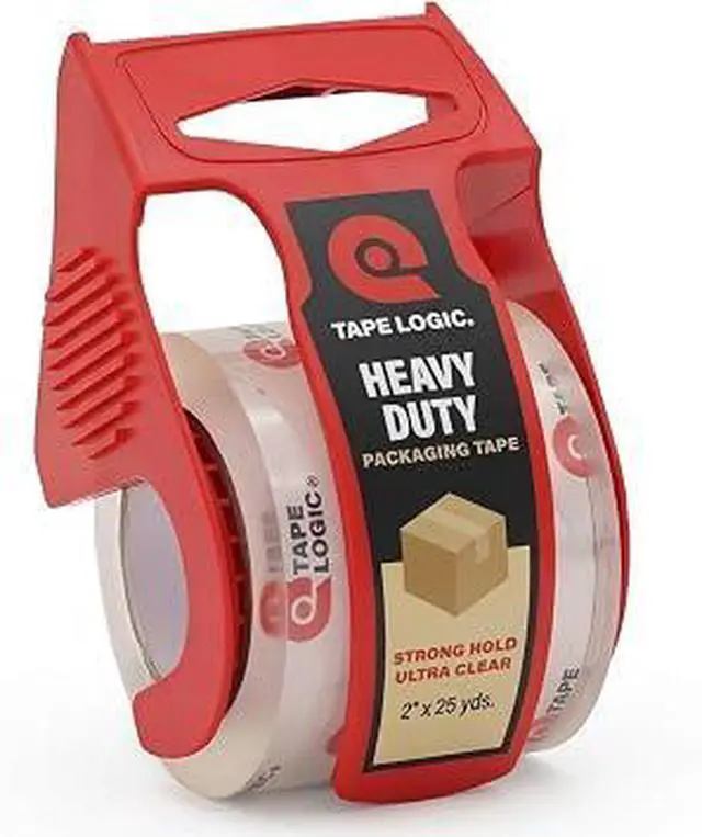Main image of Heavy Duty Packing Tape with Dispenser, 2.6 Mil Thick Clear Industrial Adhesive Tape, Waterproof Tear Resistant Shipping Tape for Moving Boxes