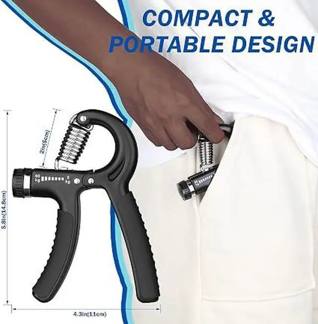 Alt view image 6 of 6 - 2 Pack Adjustable Hand Grip Trainer, 5-60kg Resistance Forearm Strengthener, Portable Hand Exerciser for Training & Recovery