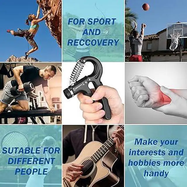Alt view image 3 of 6 - 2 Pack Adjustable Hand Grip Trainer, 5-60kg Resistance Forearm Strengthener, Portable Hand Exerciser for Training & Recovery