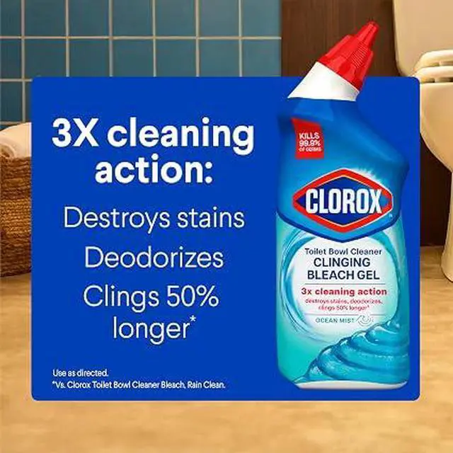 Alt view image 5 of 7 - Clorox Bleach Gel Toilet Bowl Cleaner, Ocean Mist Scent, 24 Fl Oz 2 Pack, 3X Cleaning Disinfecting Stain Remover